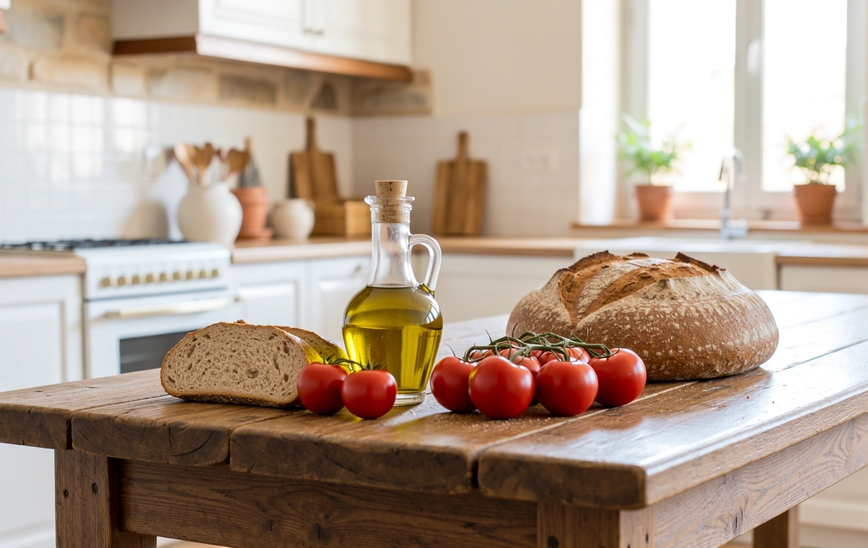 Entorno de cocina mediterránea equilibrada